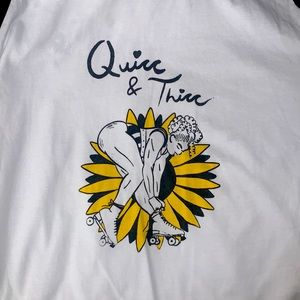 Quicc & Thicc Raglan Tee White/Black Sleeves Size Medium